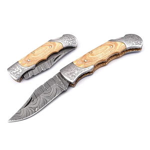 Cuchillo de bolsillo Burraq hecho a mano de acero de Damasco con punta recta de 7 pulgadas, mango de resina, funda de cuero, opciones OEM/ODM/DIY para exteriores - Product Image 6