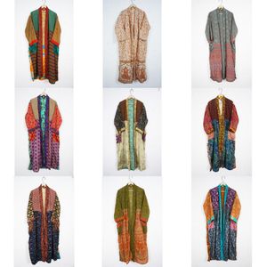 Kimono Largo de Seda con Estampado Floral para Ella, Vestido Boho para Estar en Casa, Vestido Largo, Kimono Vintage, Ropa de Dormir, Kimono de Seda para Dormir - Product Image 5