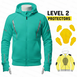 Sudadera con Capucha para Motociclista Certificada CE Nivel 2, Forrada con Fibra de Aramida, Reflectante, con Protecciones Extraíbles - Product Image 1