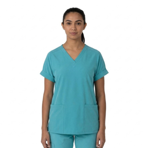 Ensemble de blouses médicales unisexes à col en V, uniforme d'hôpital, haute qualité, en polyester tricoté et élasthanne, détection d'aiguilles, personnalisable - Product Image 1