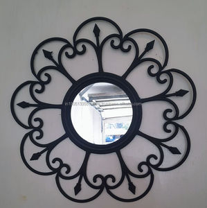 Espejo de pared redondo moderno de hierro forjado al por mayor, marco pequeño, decoración de metal, tamaños personalizados para el hogar, negocios, hotel, boda, uso - Product Image 3