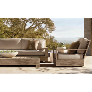 Sillón de Exterior Contemporáneo con Estructura Geométrica de Teca Sólida, Base Giratoria, Cojín Acolchado, Resistente a la Intemperie, Ideal para Proyectos Hoteleros - Product Image 6