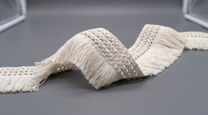 Ribete de encaje de macramé de algodón hecho a mano para cortinas, decoración del hogar y textiles decorativos - Product Image 6
