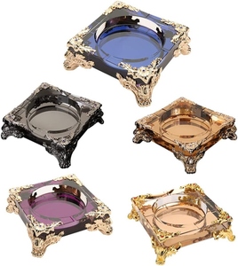 Cendrier rond en aluminium de style américain, décoratif et coloré, pour cigares et cigarettes, accessoire de fumeur haut de gamme pour table - Product Image 4