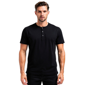เสื้อยืดเฮนลีย์ OEM แขนสั้นสำหรับผู้ชาย ผ้าฝ้าย 100% เสื้อยืดเฮนลีย์ลำลอง ระบายอากาศได้ดี เสื้อยืดเฮนลีย์ผู้ชาย - Product Image 1