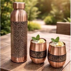 Bouchon de bouteille d'eau en cuivre gravé au laser, classique, à visser, étanche, compatible lave-vaisselle, pour voyage, randonnée, unisexe, motif Mandala - Product Image 5