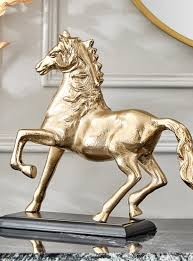 Escultura Decorativa de Caballo Corriendo Dorado, Figura Decorativa para Mesa, Hogar, Oficina, Sala de Estar y Decoración de Interiores de Lujo - Product Image 4