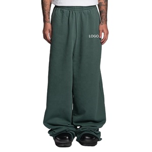 Men's Black Gradient Washed Wide Leg Sweatpants <b>Elastic</b> <b>Waist</b> <b>High</b> Street Casual <b>Trousers</b> - Product Image 3