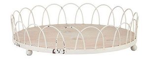 Stylish Wire And Wooden <b>Tray</b> With Minimalist Design For Serving Coffee Tea <b>Snacks</b> In Living Room And Dining Area - Product Image 6