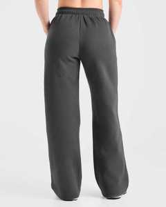 100% Cotton <b>Women</b> Sweatpants Charcoal Retro Athletic Straight Leg <b>Joggers</b> Mid Flat Soft Terry <b>Fleece</b> Breathable Drawstring Side - Product Image 2