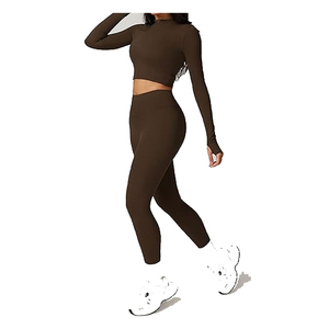 Ensemble de yoga sans couture de haute qualité 2026 pour femmes, en polyester et élasthanne, tenue de sport athlétique pour l'entraînement - Product Image 2