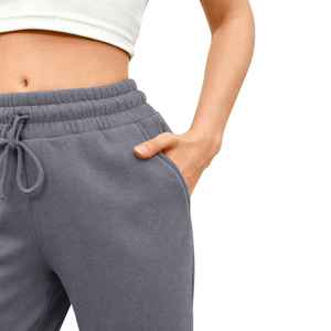 Pantalon de survêtement confortable en coton pour femme, avec cordon élastique, logo personnalisé, gris, coupe large, pour la détente et la gym, vêtement de sport d'hiver - Product Image 5