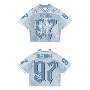 Camiseta de Fútbol Americano Roja para Hombre MZACH, Número 97, Cuello en V, Manga Corta, Sublimada, Transpirable, de Malla de Poliéster, Corte Regular - Product Image 4