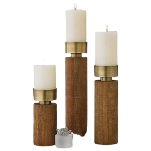 Bougeoir décoratif de Noël fait à la main Base en bois de haute finition Dessus en métal Bonne conception Articles de table Impression personnalisable - Product Image 2
