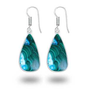 Best Selling 2026 Silver Plated Natural Azurite Malachite Gemstone Charm Dangle Earrings Cute <b>Gift</b> Women's Jewelry - Product Image 4