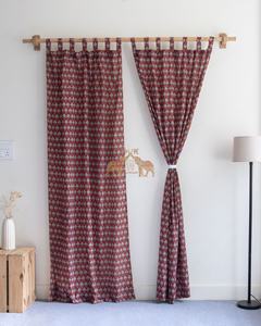 Ensemble de rideaux en coton 100% indien pour la maison et les hôtels, imprimé à la main avec des feuilles, design bohème, respirant, de qualité supérieure - Product Image 3
