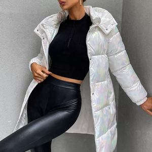 Manteau matelassé de haute qualité, vente en gros, mode chaude, blanc, doudoune d'hiver, coupe-vent, court dames, manteau rembourré brillant - Product Image 5