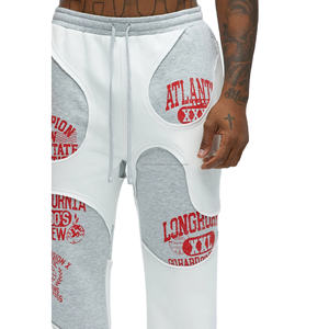 Pantalones de chándal acampanados apilados de pierna ancha con logotipo personalizado de trabajo de panel vintage 100% algodón de cintura media para hombre más vendidos - Product Image 4