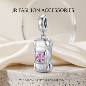 Colgante de Coche Personalizado Clásico con Zirconia Rosa y Baño de Oro y Rodio, Amuleto de Coche de Regalo - Product Image 2