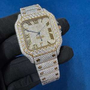 Montre automatique BOJ CATie.R001 bicolore avec diamants VVS, verre luxueux, alliage d'acier inoxydable, entièrement sertie de moissanite, mouvement automatique, 41 mm - Product Image 3