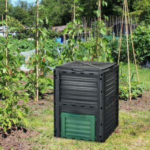 Composteur extérieur de 80 gallons avec grand couvercle ouvrable et porte de sortie inférieure - Catégorie de produit : Aérateurs de compost - Product Image 2