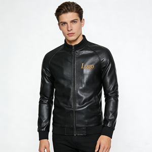 <b>Men's</b> Black Genuine <b>Leather</b> Bomber <b>Jacket</b> Custom Logo Zip Up Casual Fashion <b>Leather</b> Coat Premium OEM ODM Manufacturer - Product Image 3
