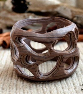 Abstract Cutwork Wooden Bangle <b>Bracelet</b> for Women Vintage Daily Wear Party Festive Premium Finished Fashion Jewelry Hand Cuff - Product Image 1