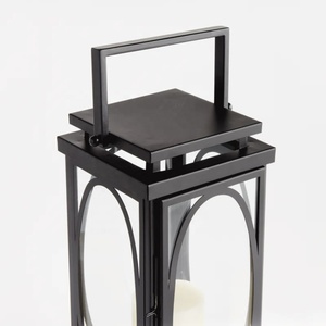 2026 Wholesale Modern Style <b>Black</b> Metal Glass Candle Holder <b>Lantern</b> for Home and Garden Decorations - Product Image 2