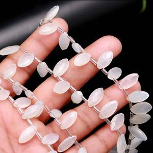 Perles de pierre de lune blanche naturelle facettées en forme de marquise, perles de pierre de lune percées sur le côté, perles de pierres précieuses pour la création de bijoux 7x12-8x13MM 8 pouces - Product Image 5