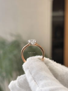 Anillo solitario exclusivo con diamante cultivado en laboratorio, corte tulipán, 1.07 quilates, VS EF, oro macizo, regalo de aniversario de bodas - Product Image 4