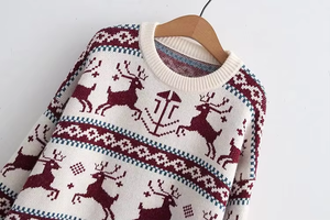 Pull-over en tricot jacquard à col rond unisexe de haute qualité personnalisé, pull de Noël moche, 100% coton respirant pour adultes - Product Image 2