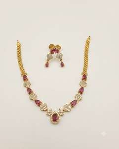 Ensemble de bijoux de haute qualité en forme de poire, collier pendentif goutte d'eau en diamant américain avec boucles d'oreilles assorties, pour femmes - Product Image 1