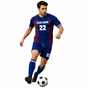 Ensemble d'uniformes de football en polyester haute élasticité, écologique, anti-humidité, avec impression personnalisée du logo, du nom et du numéro, séchage rapide - Product Image 1
