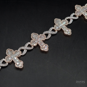 Bracelet Moissanite Croix Infini Sertie de Pierres, Testée au Diamant, Bijoux Hip Hop, Bracelet en Argent 925, Bijoux Religieux - Product Image 1