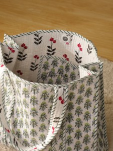 OEM Assorted Jaipur Buta Quilted Cotton Tote <b>Bag</b> - Eco-Friendly Boho <b>Reusable</b> Shopper Handbag - Product Image 4