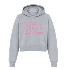เสื้อฮู้ดครอปพิมพ์ลายกราฟิก Heather Gray 1938 สำหรับผู้หญิง แขนยาว ผ้าฟลีซนุ่ม สวมใส่สบาย ทรงหลวม สไตล์สตรีทแฟชั่น - Product Image 1