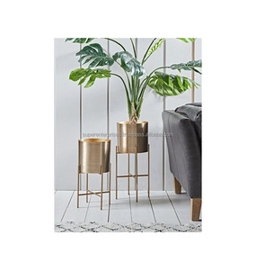 Macetero Metálico de Primera Calidad con Soporte para Decoración de Interiores en Hogares Contemporáneos - Product Image 1
