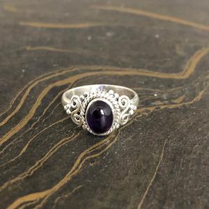 Designer Amethyst Gemstone 925 Sterling Silver Handcrafted <b>Ring</b> - February Birthstone Filigree Design Jewelry - Product Image 1