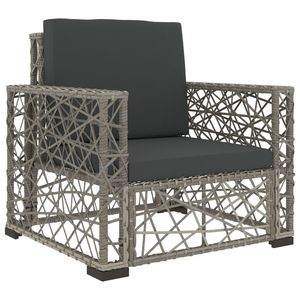 <b>6</b>-<b>Piece</b> Poly Rattan Gray <b>Patio</b> Lounge <b>Set</b> with Cushions Outdoor Furniture - Product Image 4