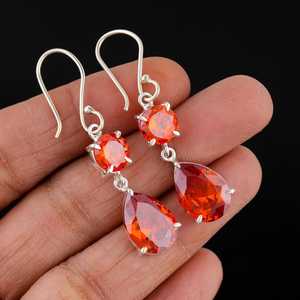 Nikhil Gems NG-033 925 Sterling Silver Handmade Red Garnet Pear Drop <b>Earrings</b> Natural Gemstone Jewelry Trendy Elegant Gift for - Product Image 4