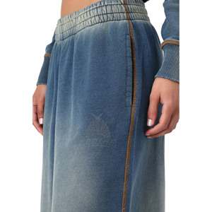 Pantalon de survêtement évasé pour femme, effet délavé vintage, strass, 100% coton 380 GSM, imprimé DTG, haute qualité - Product Image 4