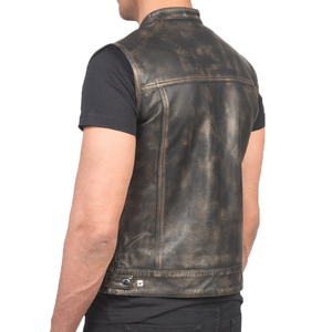 Gilet de motard en cuir marron pour homme de qualité supérieure, veste sans manches classique pour moto, style minimaliste, cuir véritable, faible MOQ - Product Image 2