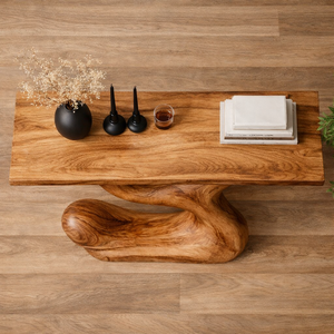 Table console en bois massif moderne et écologique pour salon, hôtel, école et salle à manger - Design unique, meubles en bois - Product Image 4