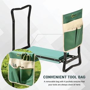 Banc de jardin pliable avec grande pochette latérale pour outils, siège genouillère facile à plier pour le transport et le rangement, en EVA et fer - Product Image 6