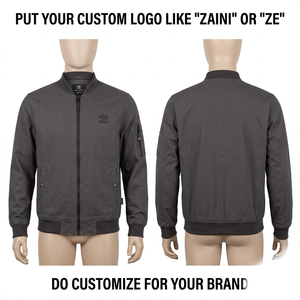 280 GSM Premium Polyester/Nylon Twill Windproof Hooded Bomber Jacket Dark Gray Custom Logo Unisex <b>Winter</b> Casual - Product Image 1