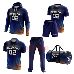 Conjunto de Uniforme de Fútbol para Hombre con Logotipo del Equipo, Jersey Sublimado con Degradado, Pantalones Cortos, Sudadera con Capucha, Pantalones Polo, Bolsa de Deporte, Transpirable para Todas las Estaciones - Product Image 2
