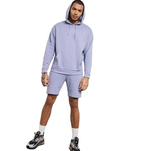 OEM Manufacture Breathable <b>Men</b> Pullover <b>Black</b> Hoodie Short Set Quick Dry Trendy Winter Clothing with Custom Logo Print - Product Image 1