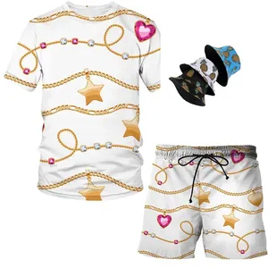 Customized Men Summer Plus Size 2-Piece Short Set with Side <b>Strip</b> Custom Logo Print 100% Cotton Heavy GSM - Product Image 4