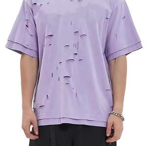 Camisetas de Verano Personalizadas para Hombre, Estilo Desgastado, Cómodas, Transpirables, Tallas Grandes, Algodón Rústico, Diseño OEM - Product Image 2