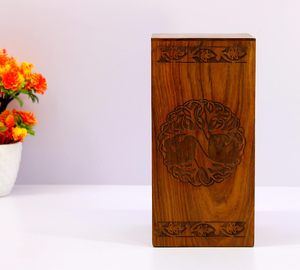 ESplanade 10" Tree of Life Eco-Friendly Rectangular Wooden Cremation Urn-Handmade Large Funeral <b>Memorial</b> Rosewood Burial <b>Box</b> - Product Image 1